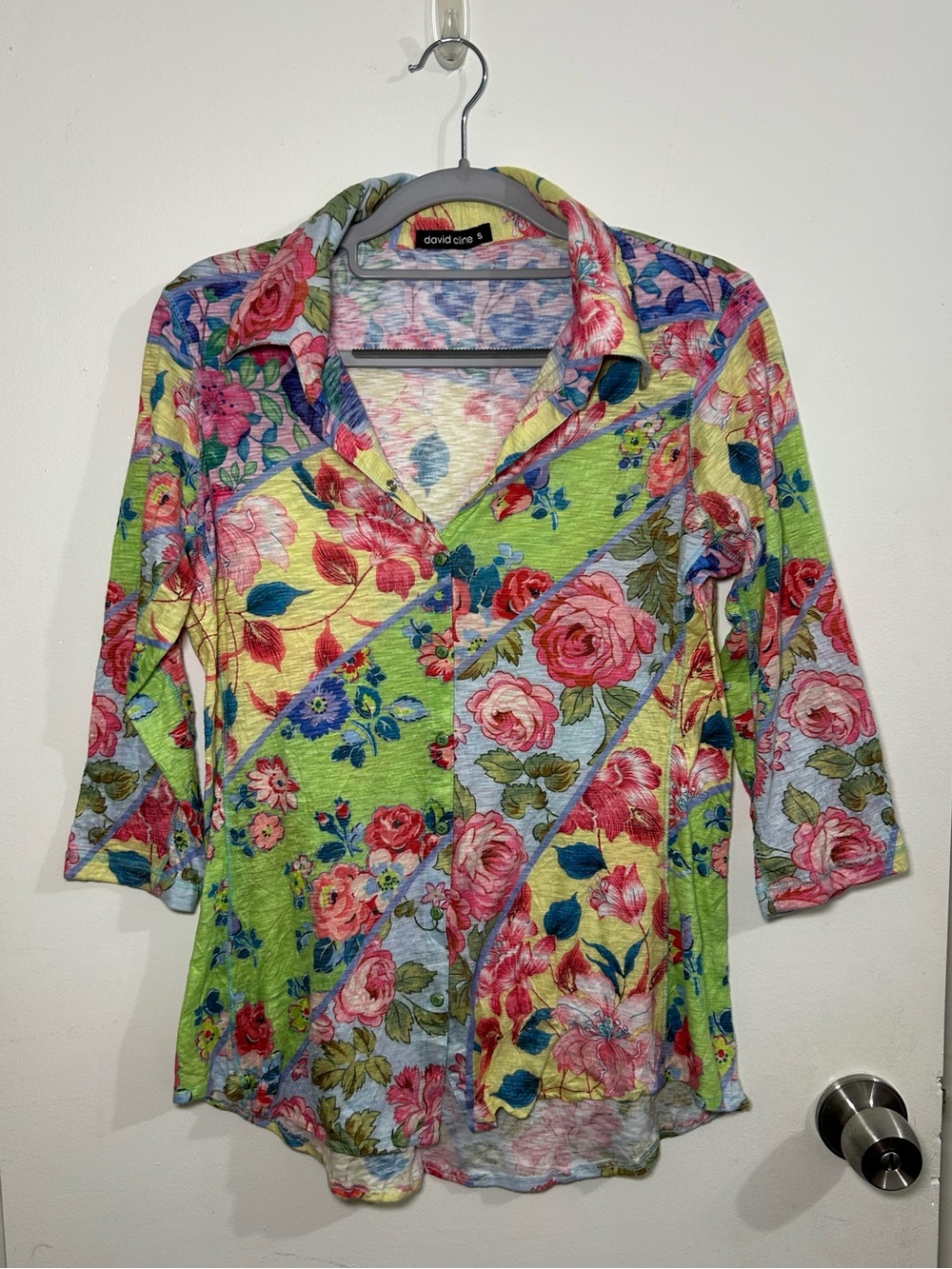 David Cline Floral Button-Front Blouse